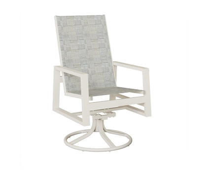 Vida High Back Padded Sling Swivel Rocker Dining Chair