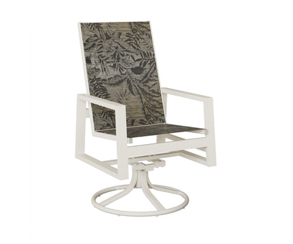 Vida High Back Padded Sling Swivel Rocker Dining Chair
