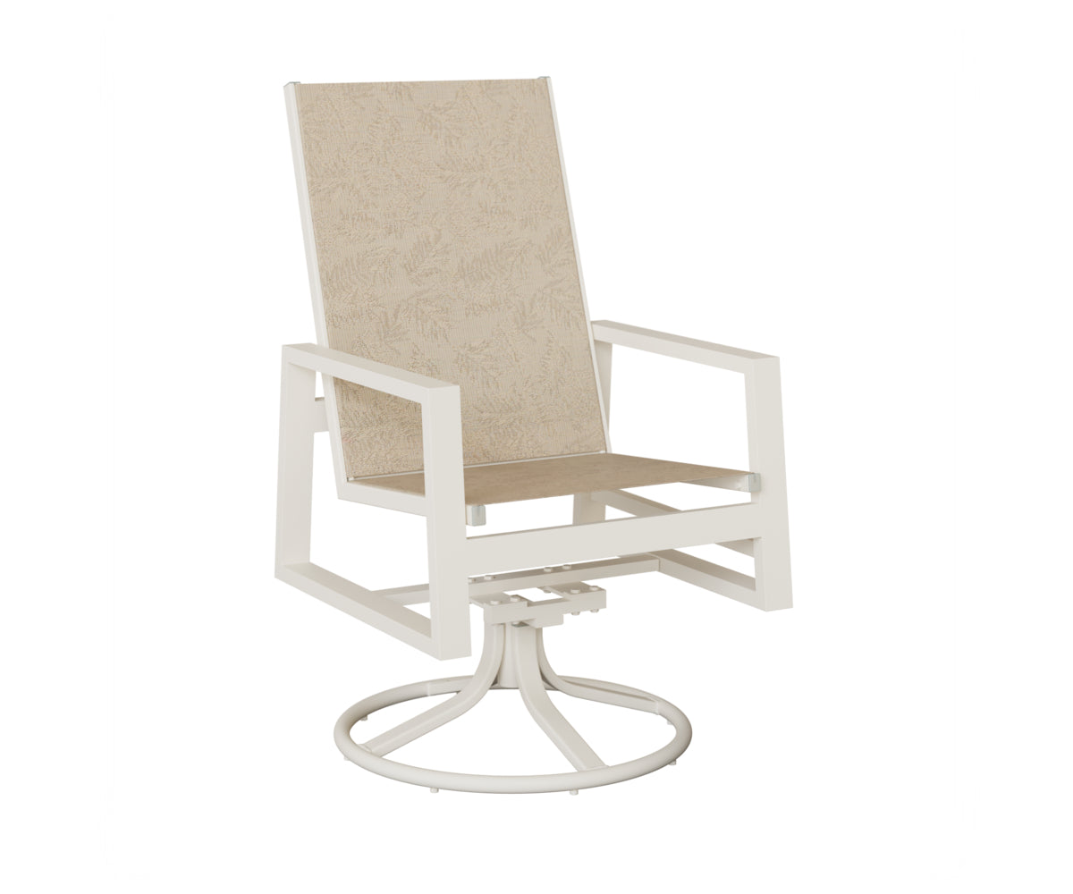 Vida High Back Padded Sling Swivel Rocker Dining Chair