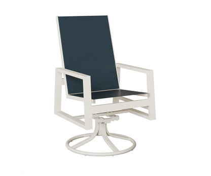 Vida High Back Padded Sling Swivel Rocker Dining Chair