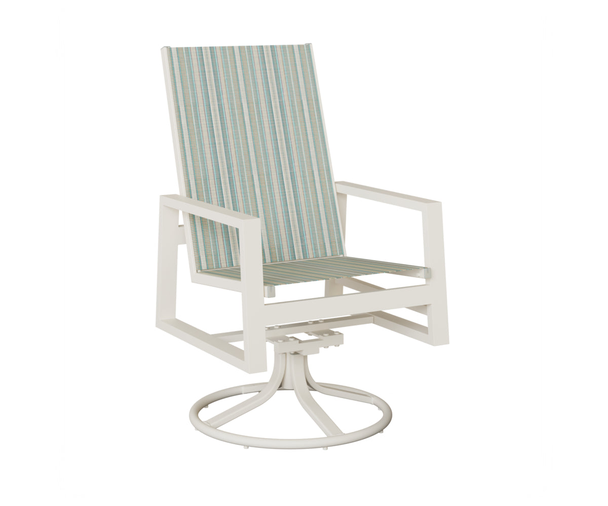 Vida High Back Padded Sling Swivel Rocker Dining Chair