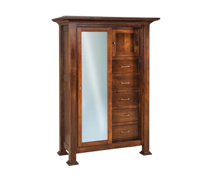 SFC Amish Empire Sliding Door Cheifferobe; Five Drawer, Two Door QuickShip