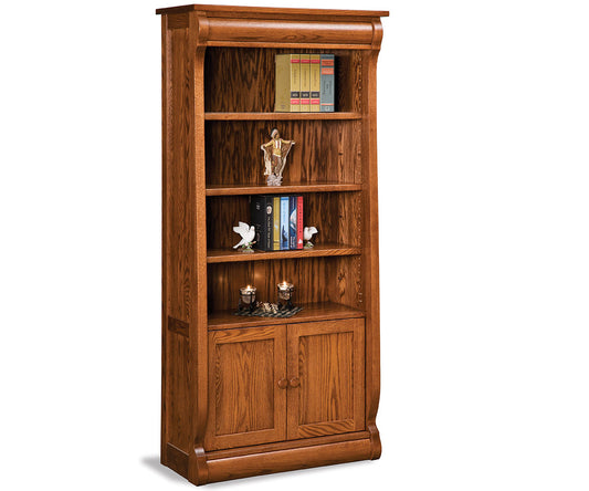 SFC Amish Old Classic Sleigh 4 Shelf, 2 Door Bookcase