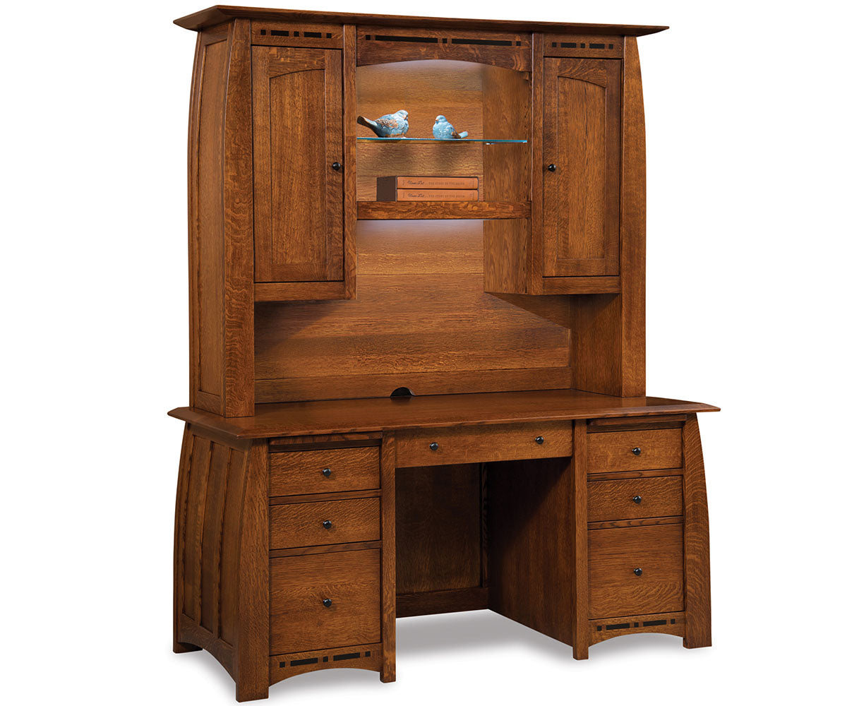 SFC Amish Boulder Creek Double Pedestal Desk & Hutch