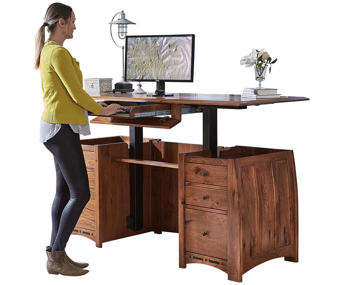 SFC Amish Boulder Creek Sit To Stand Curved Top Desk