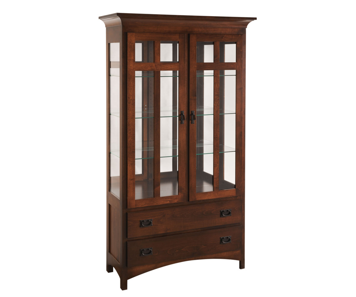 SFC Amish 2 Drawer Mission Curio Cabinet