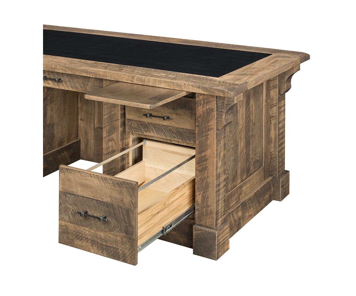 SFC Amish Houston Desk with Leather Top