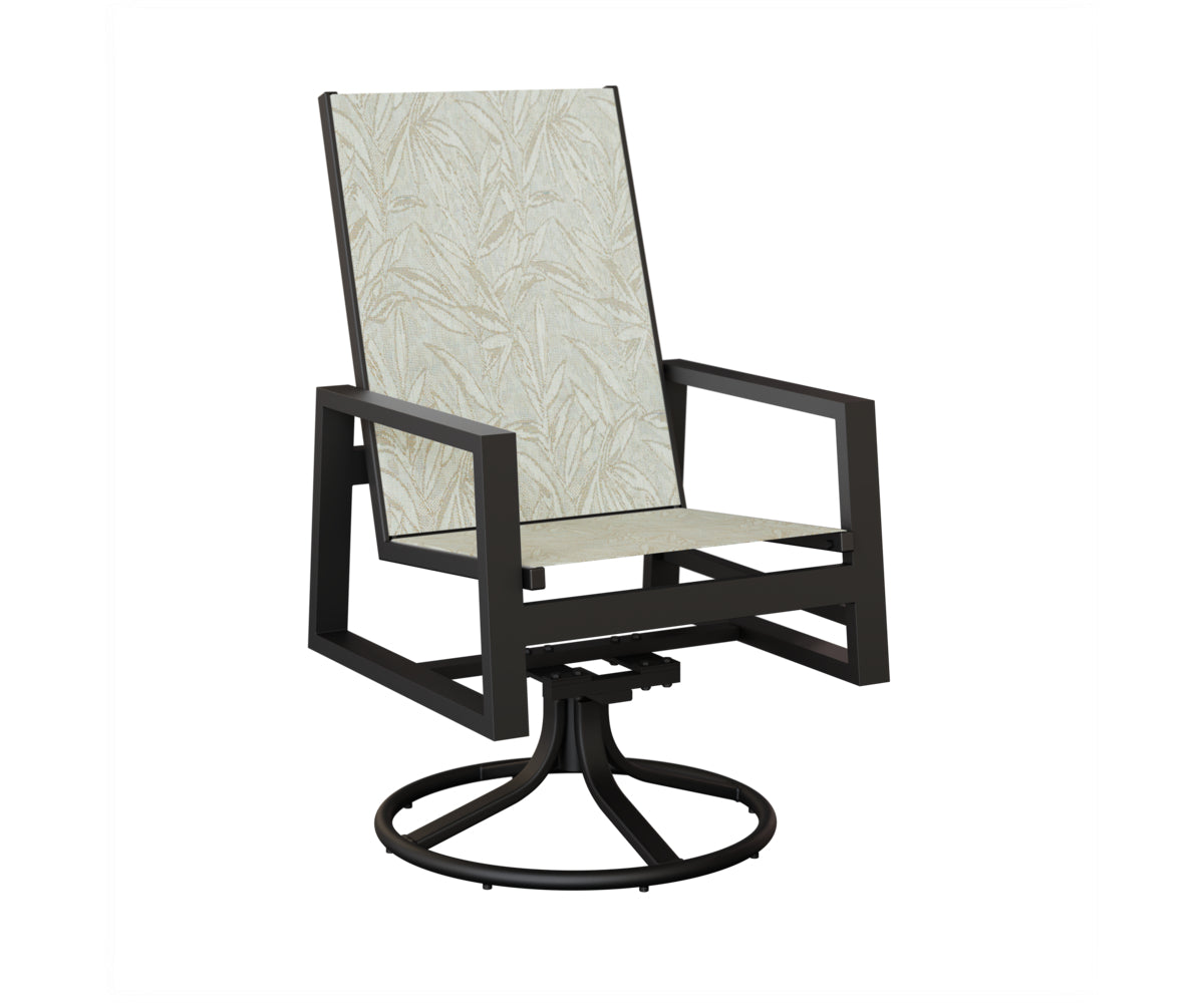 Vida High Back Padded Sling Swivel Rocker Dining Chair