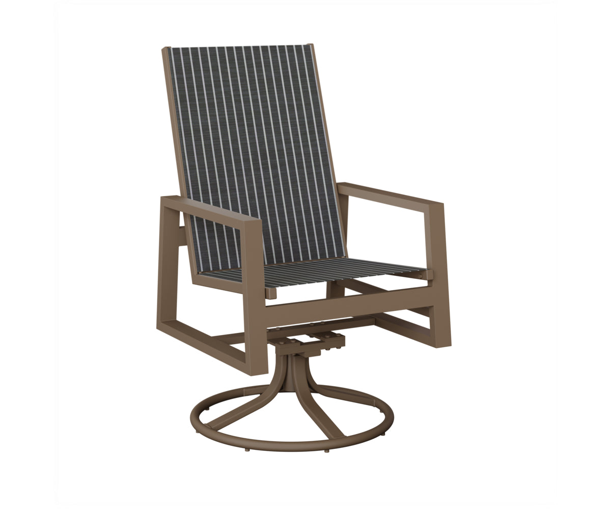 Vida High Back Padded Sling Swivel Rocker Dining Chair