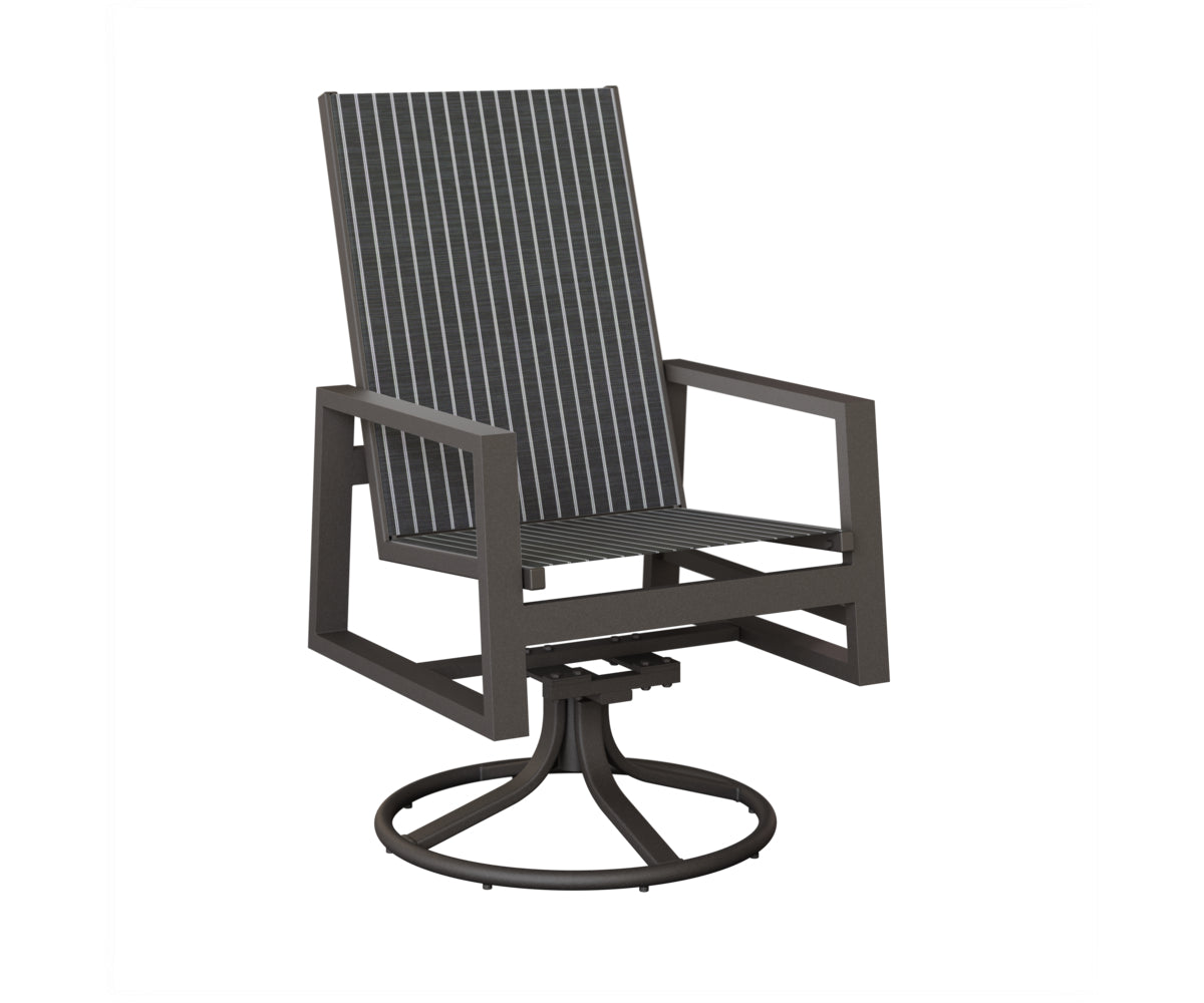 Vida High Back Padded Sling Swivel Rocker Dining Chair