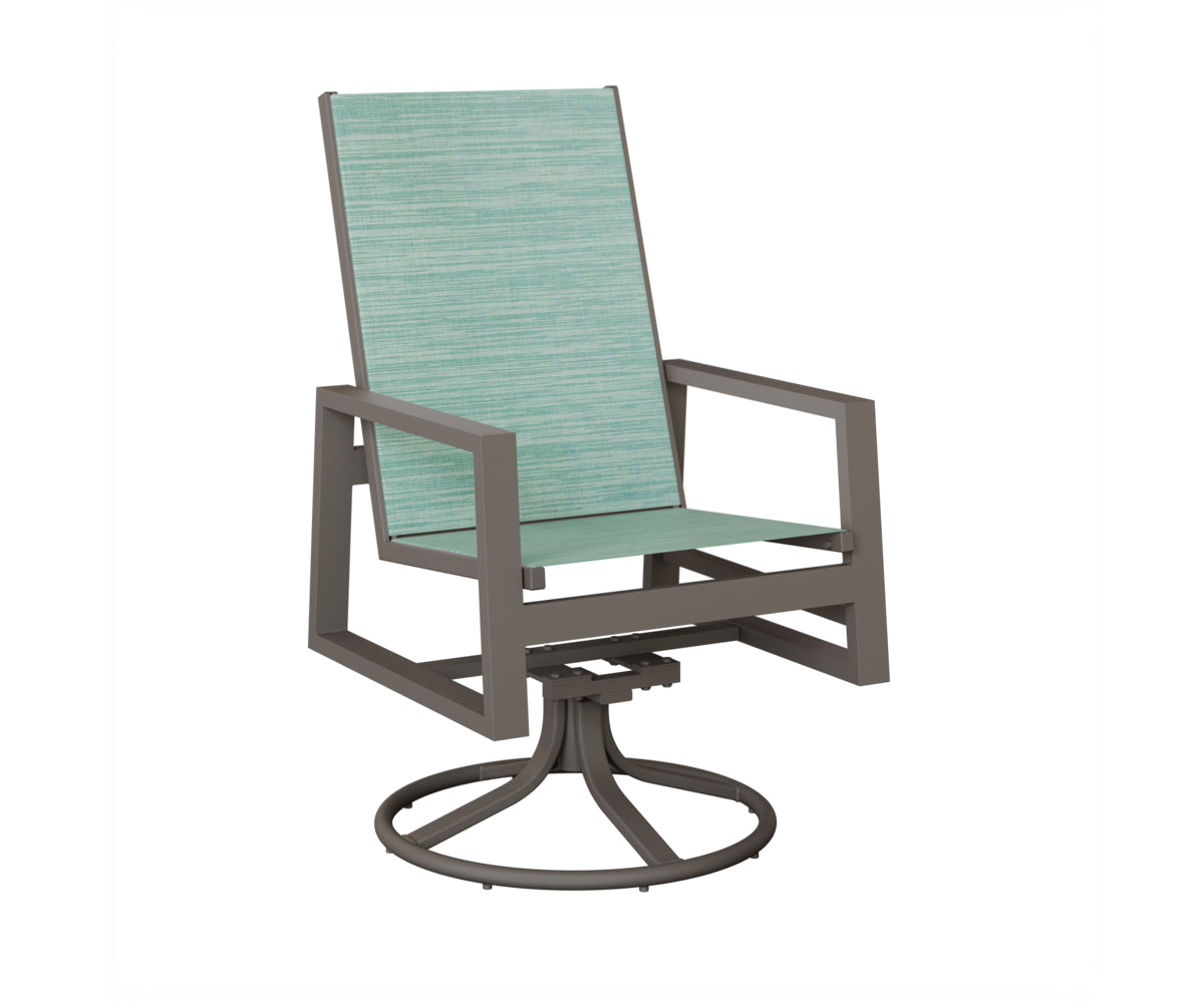 Vida High Back Padded Sling Swivel Rocker Dining Chair