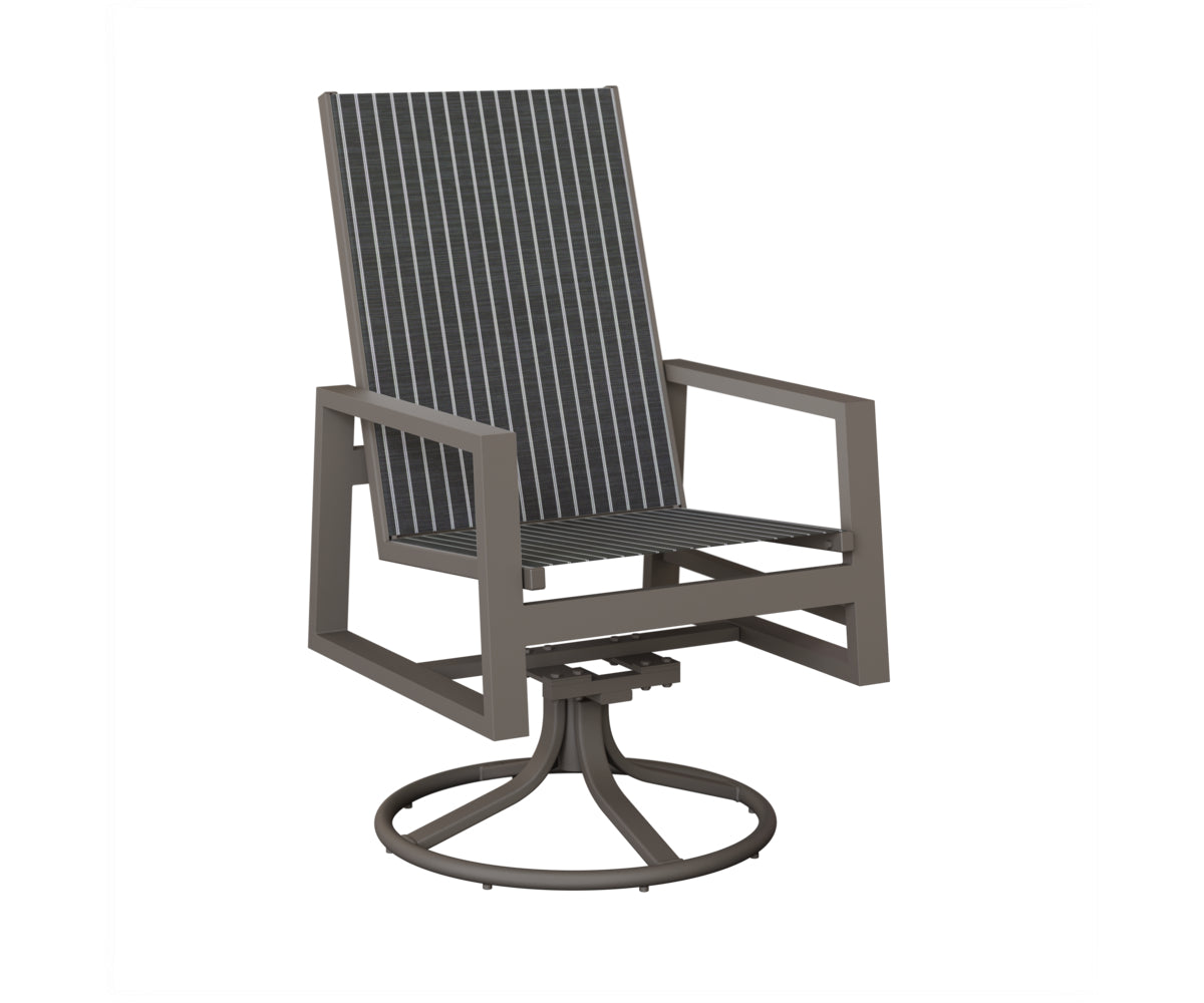 Vida High Back Padded Sling Swivel Rocker Dining Chair