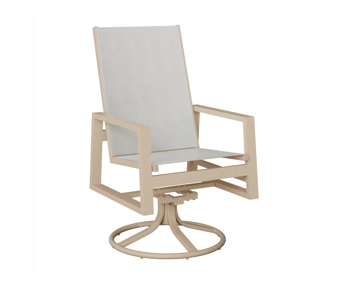 Vida High Back Padded Sling Swivel Rocker Dining Chair