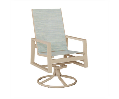 Vida High Back Padded Sling Swivel Rocker Dining Chair