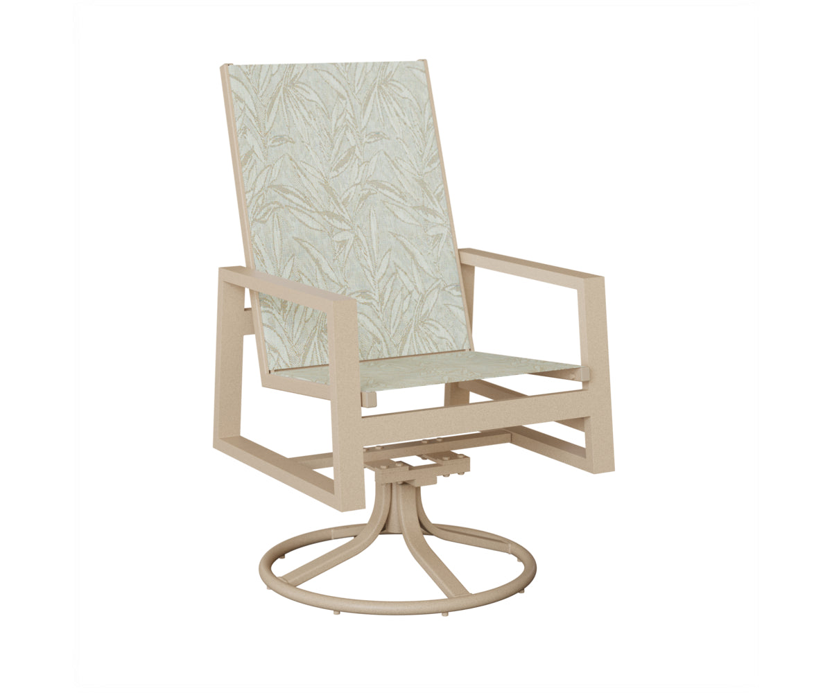 Vida High Back Padded Sling Swivel Rocker Dining Chair