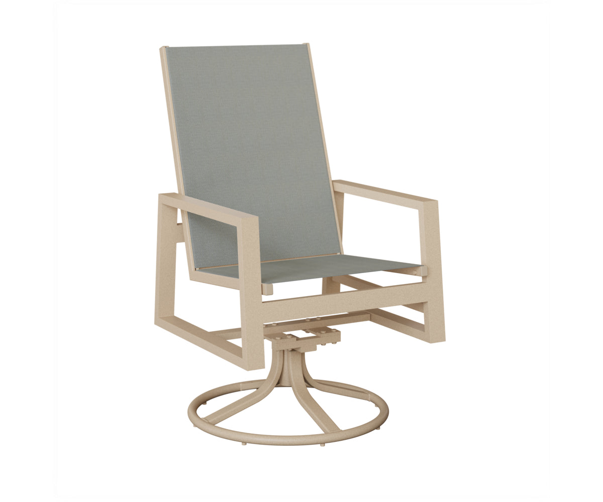 Vida High Back Padded Sling Swivel Rocker Dining Chair