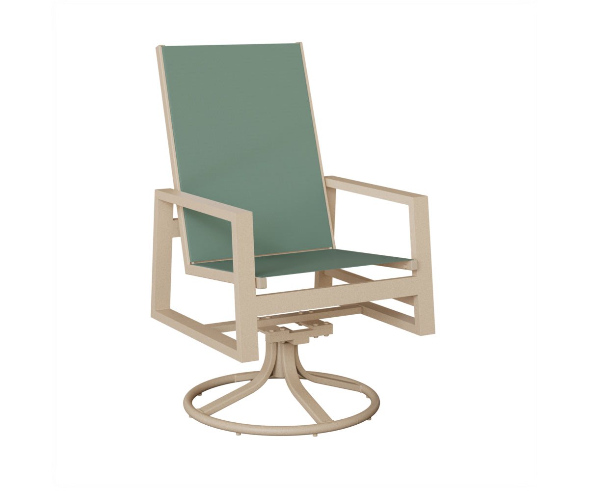 Vida High Back Padded Sling Swivel Rocker Dining Chair