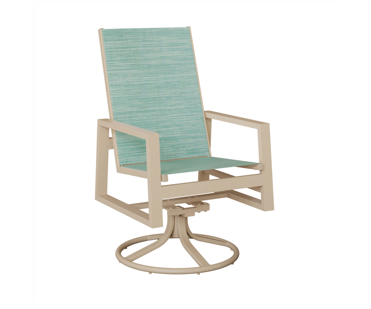 Vida High Back Padded Sling Swivel Rocker Dining Chair