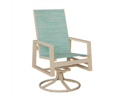 Vida High Back Padded Sling Swivel Rocker Dining Chair