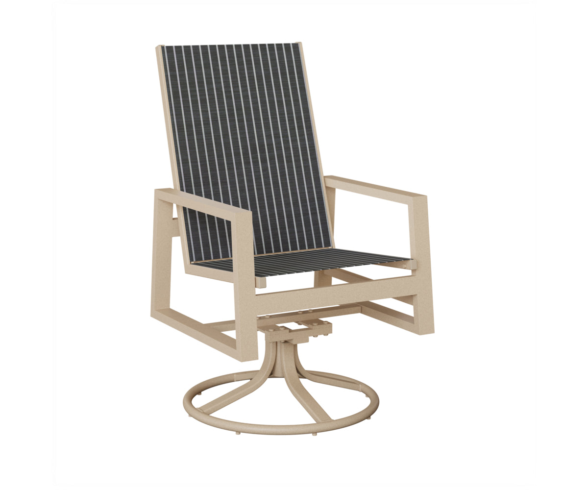 Vida High Back Padded Sling Swivel Rocker Dining Chair