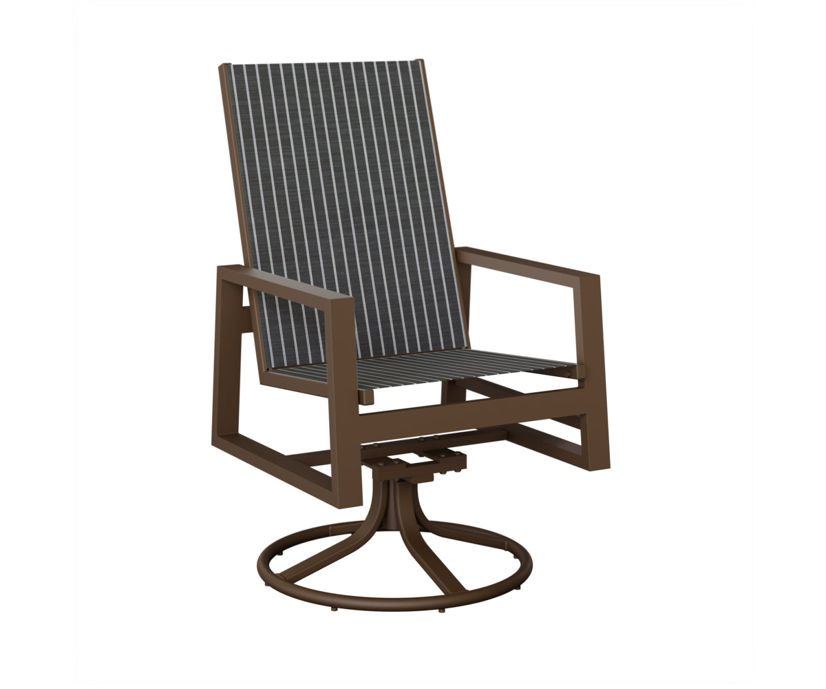 Vida High Back Padded Sling Swivel Rocker Dining Chair