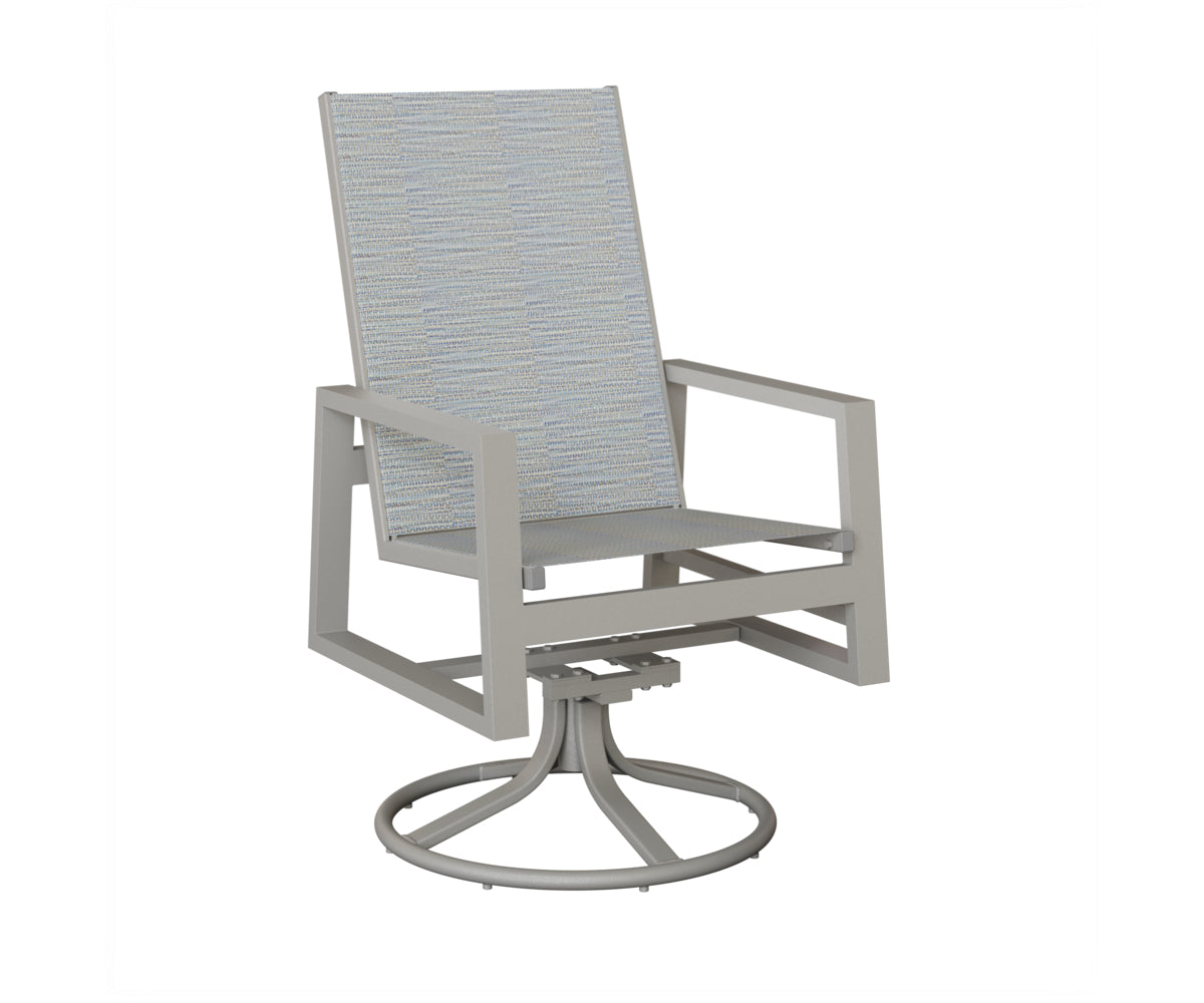 Vida High Back Padded Sling Swivel Rocker Dining Chair