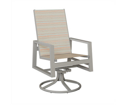 Vida High Back Padded Sling Swivel Rocker Dining Chair