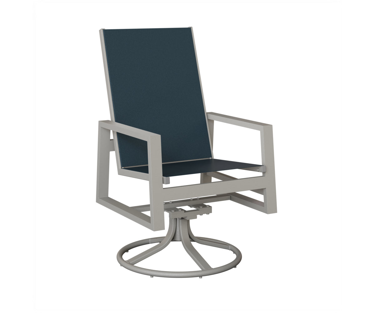 Vida High Back Padded Sling Swivel Rocker Dining Chair