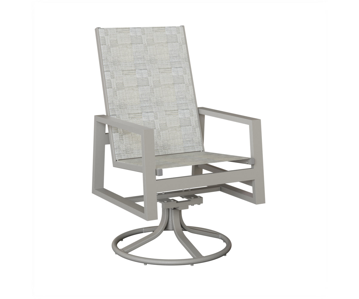 Vida High Back Padded Sling Swivel Rocker Dining Chair