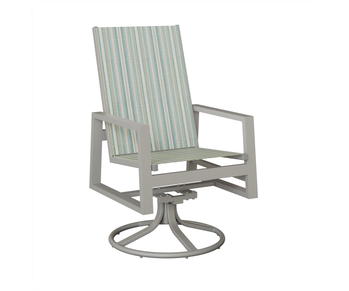 Vida High Back Padded Sling Swivel Rocker Dining Chair
