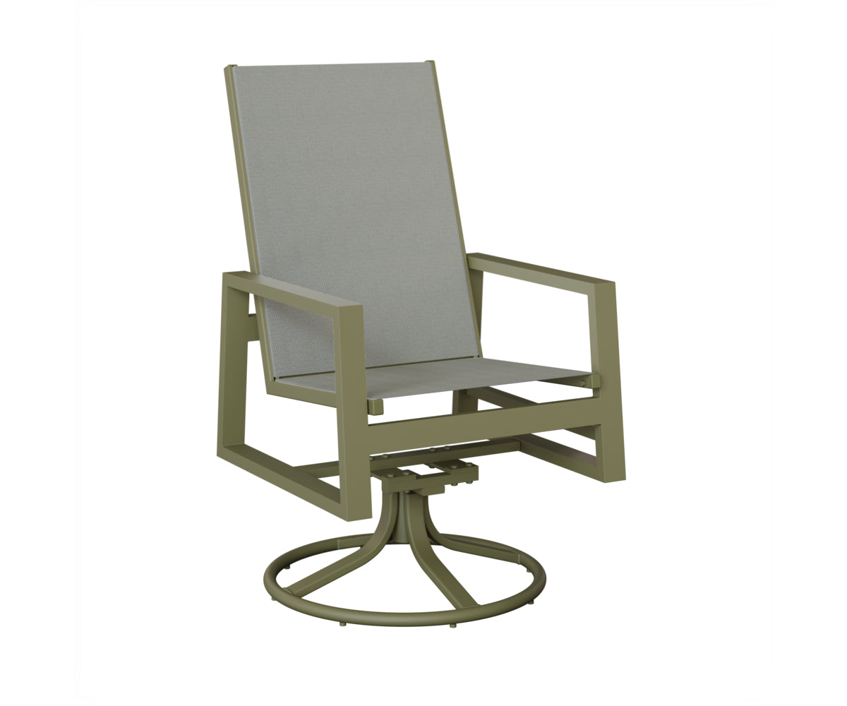Vida High Back Padded Sling Swivel Rocker Dining Chair