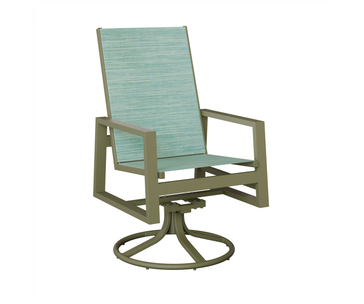 Vida High Back Padded Sling Swivel Rocker Dining Chair