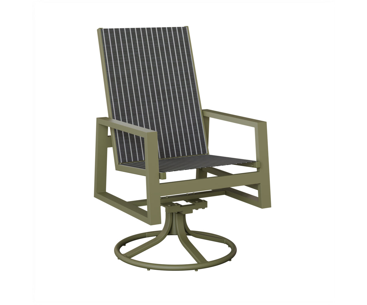 Vida High Back Padded Sling Swivel Rocker Dining Chair