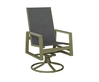 Vida High Back Padded Sling Swivel Rocker Dining Chair