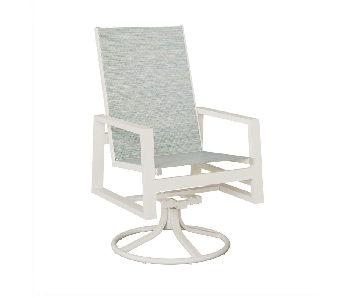Vida High Back Padded Sling Swivel Rocker Dining Chair