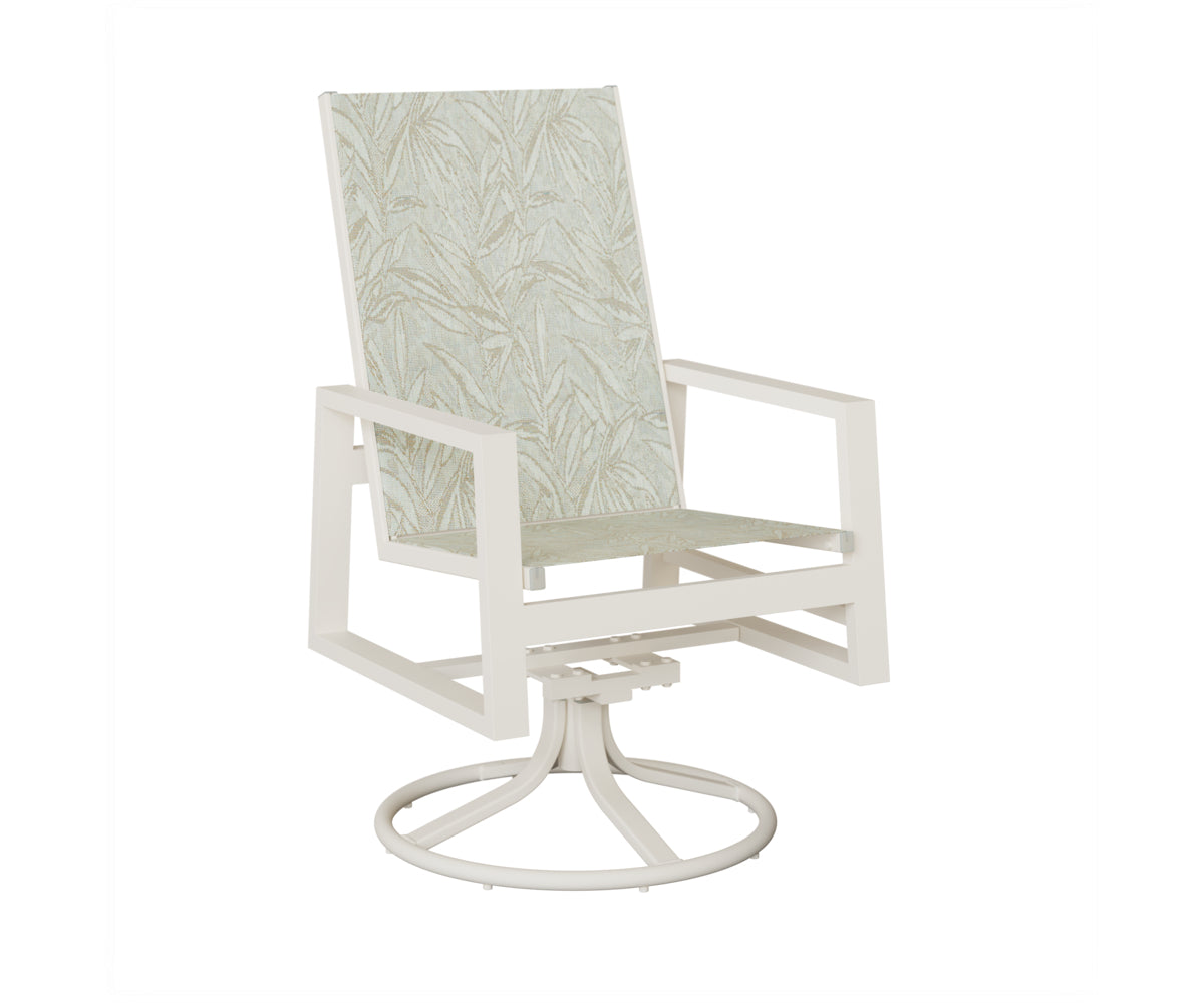 Vida High Back Padded Sling Swivel Rocker Dining Chair