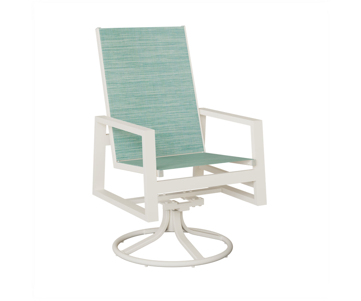 Vida High Back Padded Sling Swivel Rocker Dining Chair