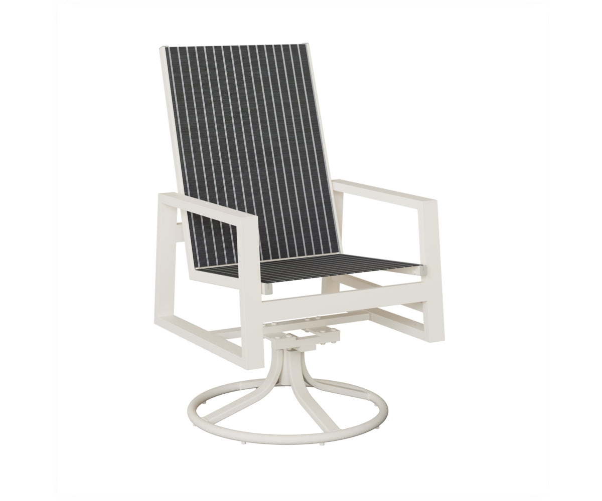 Vida High Back Padded Sling Swivel Rocker Dining Chair