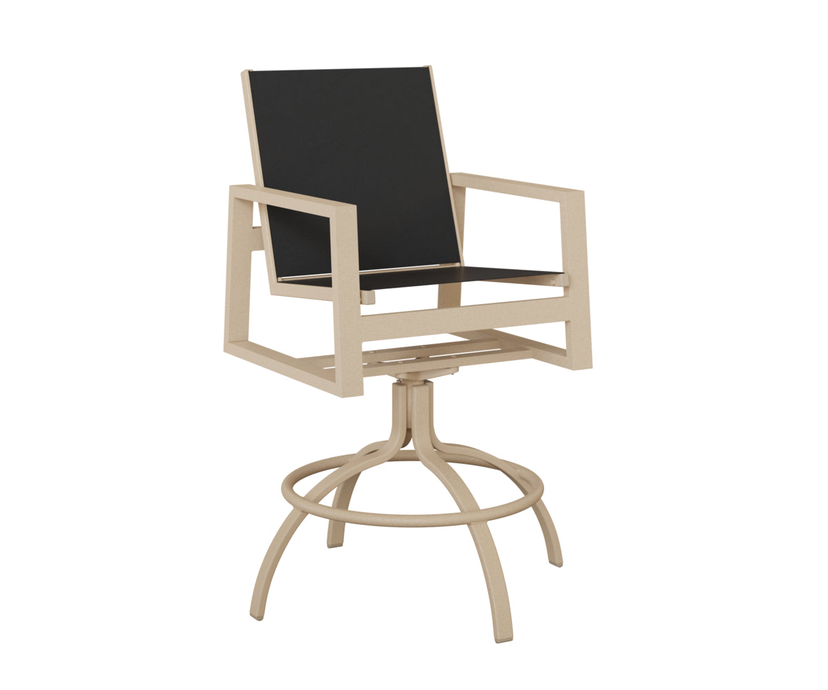 Vida Padded Sling Swivel Bar Chair