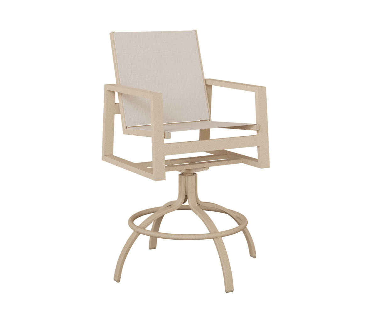Vida Padded Sling Swivel Bar Chair