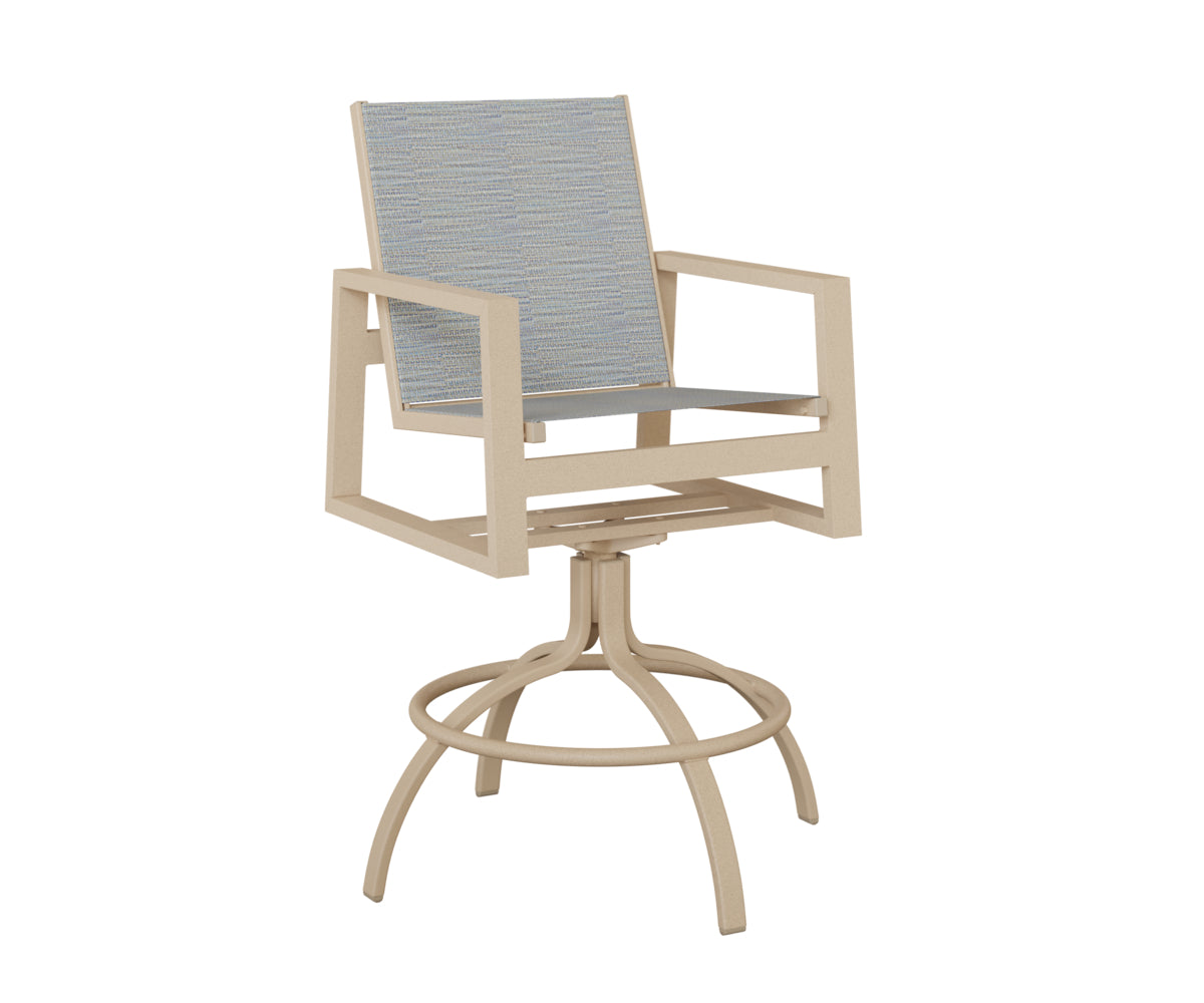 Vida Padded Sling Swivel Bar Chair