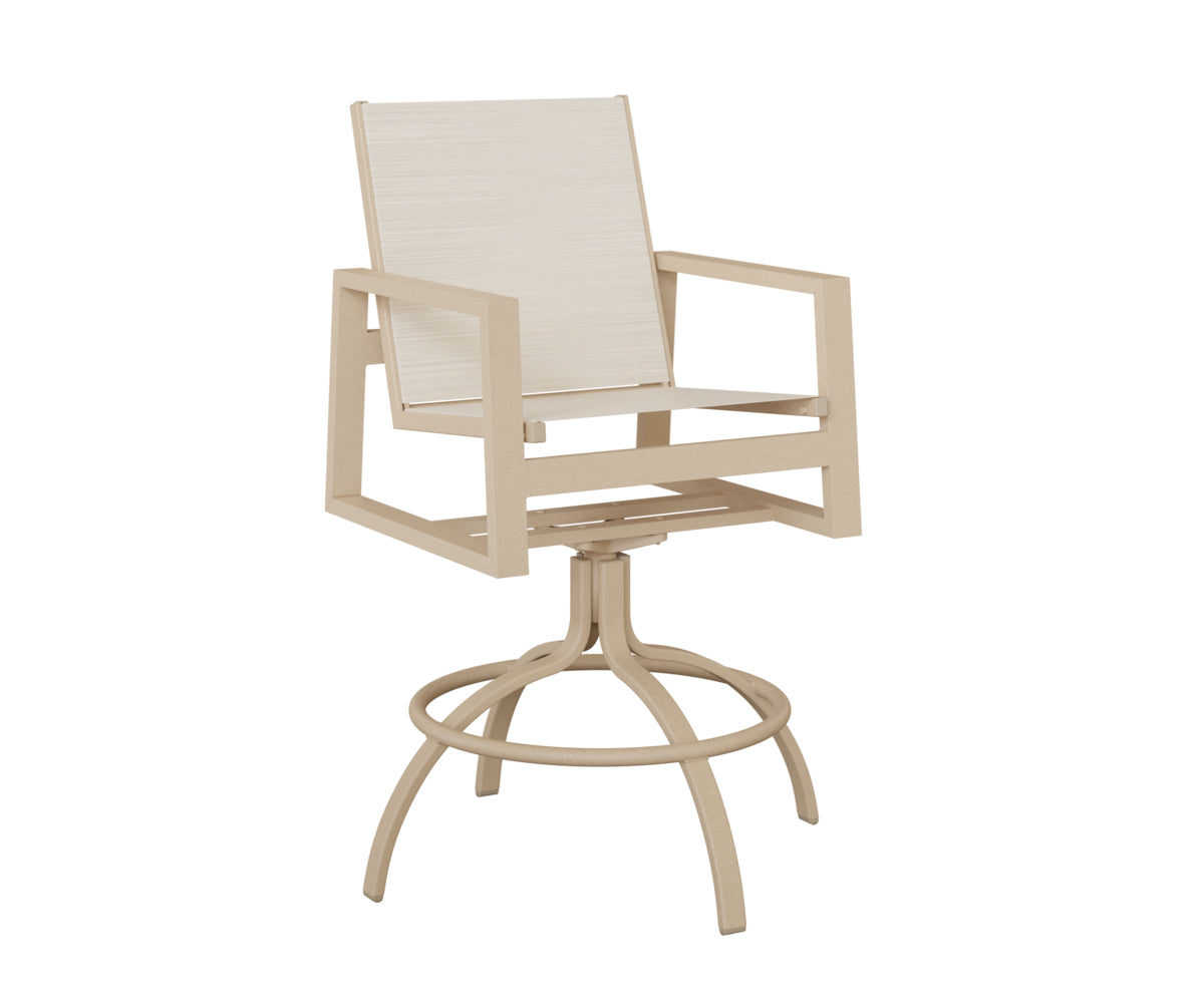 Vida Padded Sling Swivel Bar Chair