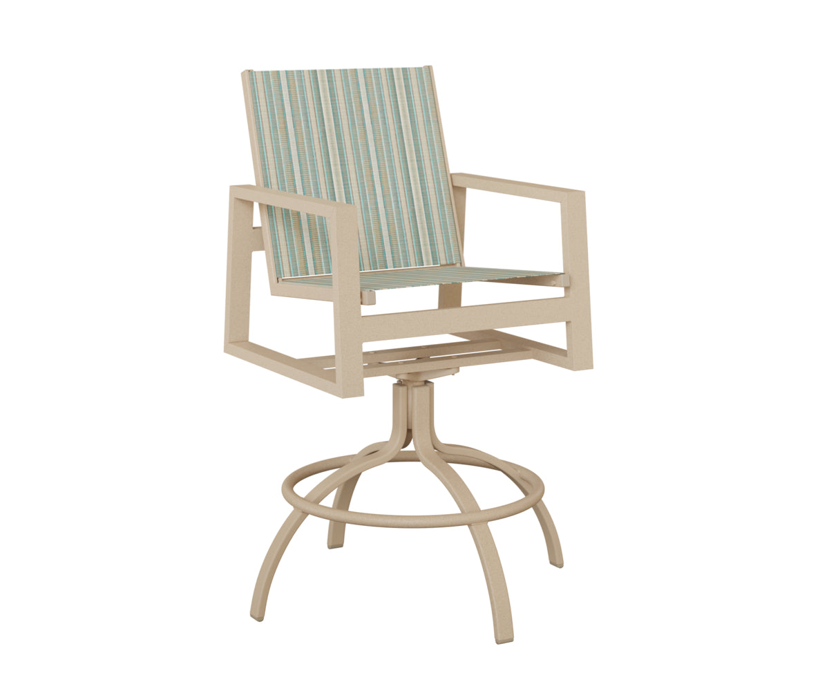 Vida Padded Sling Swivel Bar Chair