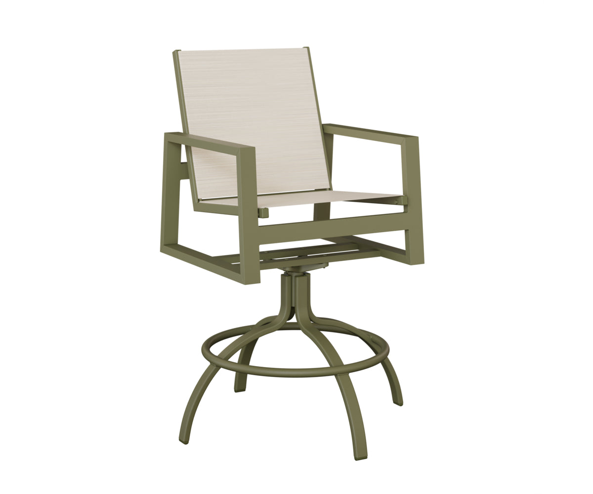 Vida Padded Sling Swivel Bar Chair