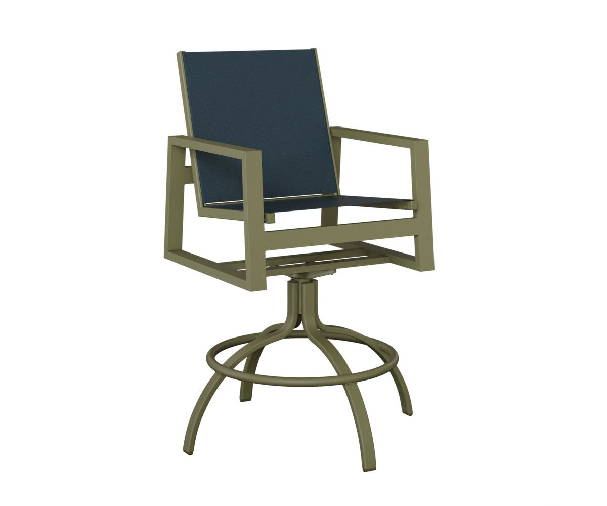 Vida Padded Sling Swivel Bar Chair