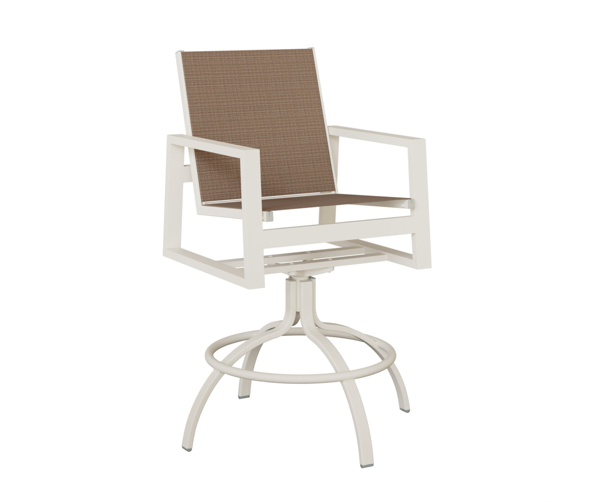 Vida Padded Sling Swivel Bar Chair