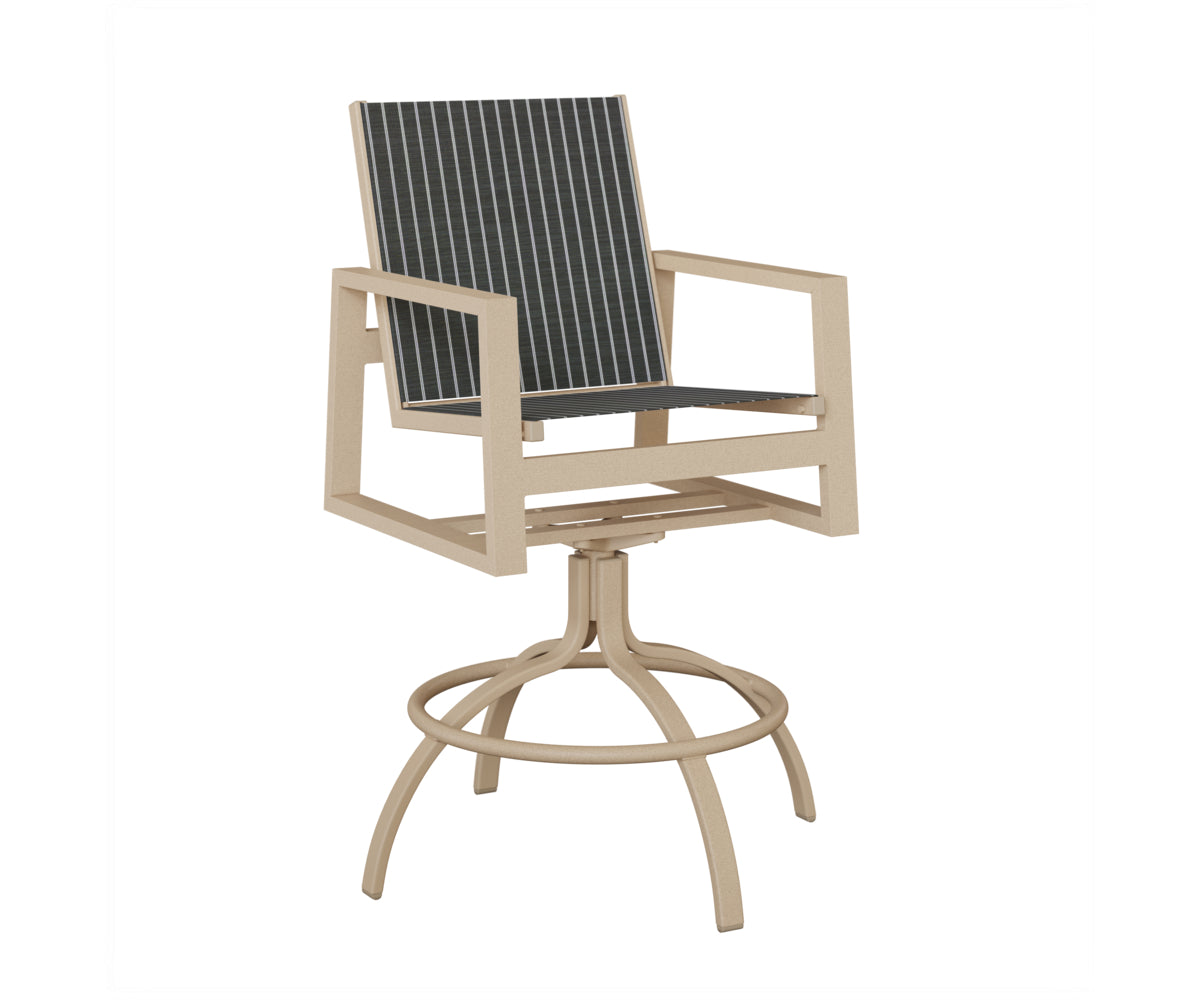 Vida Padded Sling Swivel Bar Chair